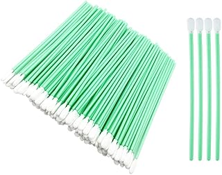 100PCS Foam Tip Cleaning Swabs Cleaning Sponge Swab Stick Multi-Purpose Cleanroom Foam Tip Green Long Handle Polyester Swab for Printhead Camera Painting Electronics (A-style)