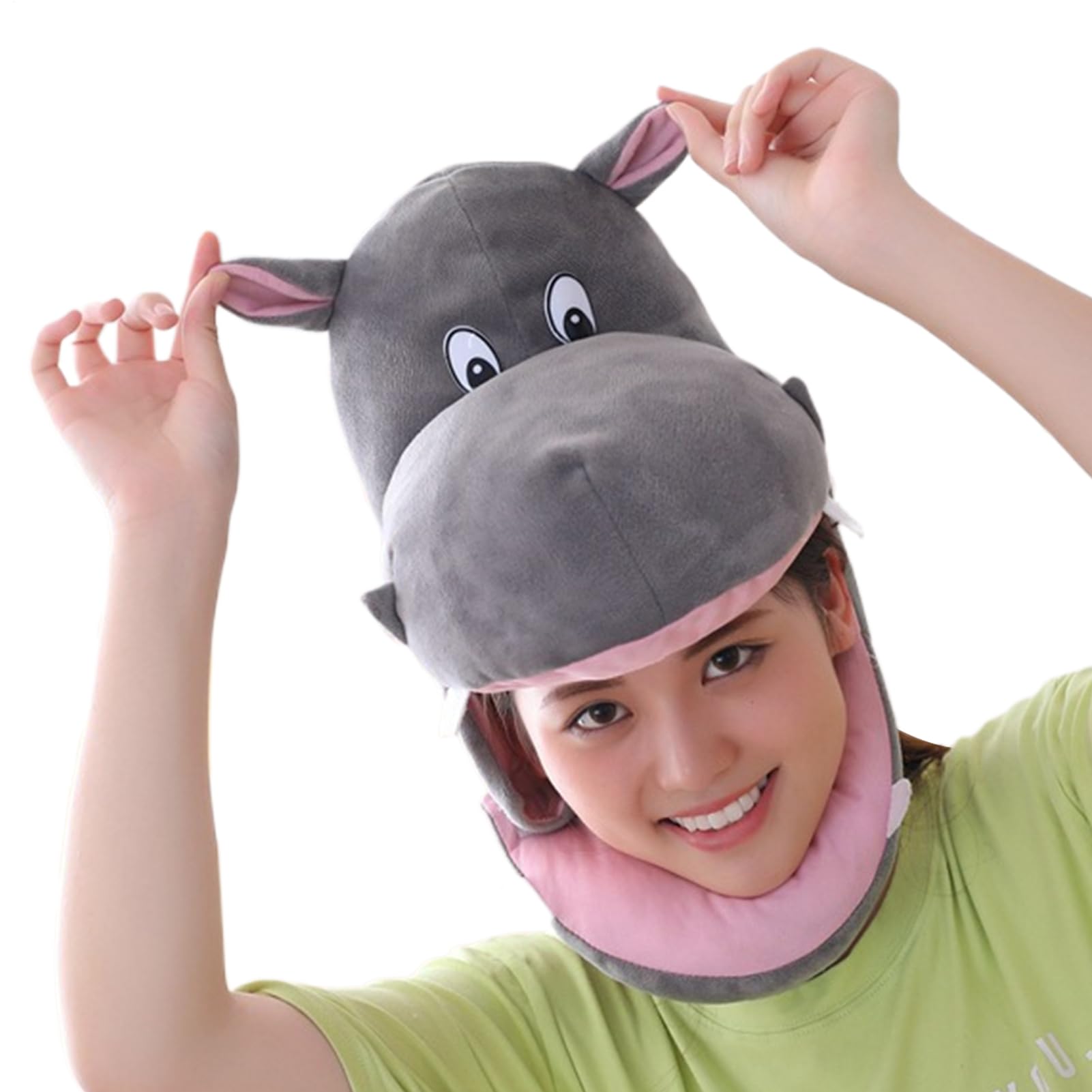 Hippo Hat Soft Adjustable Headgear Cap | Funny Animal Accessory Breathable Cosplay Hippo Hat For Halloween Christmas Animal Theme Parties Fun Party Outfit Novelty Headwear For