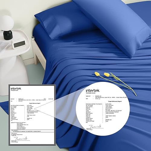Miniatura 2 de Sábanas 100% algodón egipcio, juego de sábanas pesadas de lujo de 1000 hilos, tejido de satén de calidad de hotel, muy suaves con sábanas de