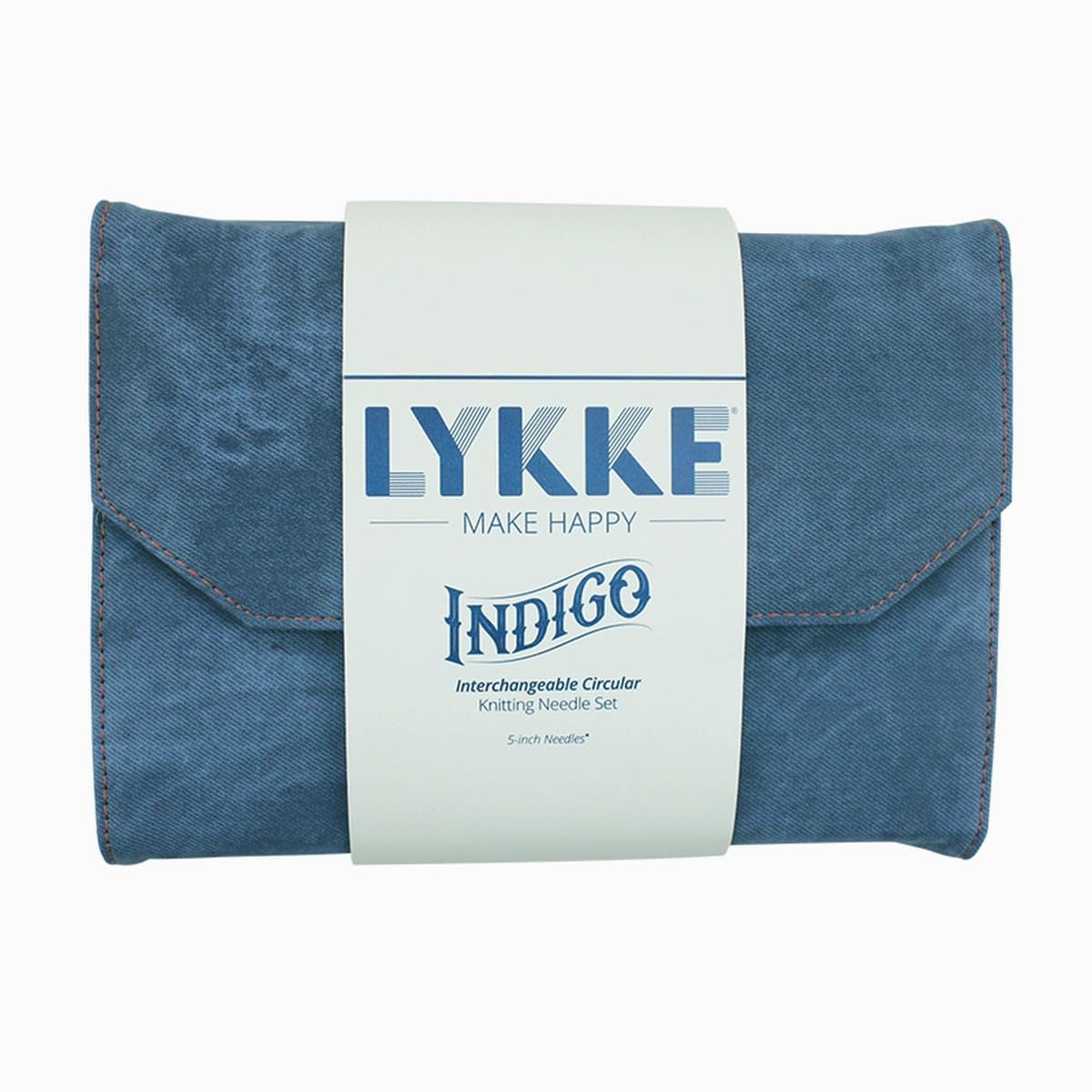 Lotus Yarns Lykke Rundstricknadel-Set, 12,5 cm, buntes Holz, austauschbar, 12 Paar Nadelspitzen, 5 Kordeln, 2 Verbinder, 4 Schlüssel und 8 Stopper (Indigo)