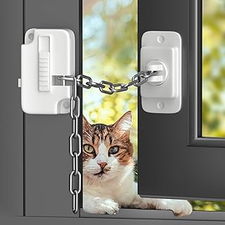 AOSITE Kindersicherung Fenster Kette Ohne Bohren für Fensterschutz Kühlschrank Kette Kleben Türverschluss Balkontür Kette 2 Stück Fensterschutz Kinder Pet Window Safety Lock