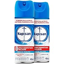 Napisan Spray Disinfettante Milleusi, Disinfettante Spray per Tessuti e Superfici, Fragranza Fresco Pulito, 2 Spray da 400ml (Confezione da 2)