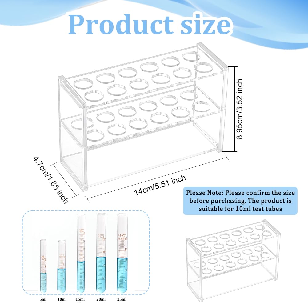 OLYCRAFT Espositore per provette in Acrilico Trasparente 12 Prese Portaprovette in Vetro Trasparente Supporto per provette da 10 ml Laboratorio Chimico Supporto da Laboratorio 4.7x14x9cm