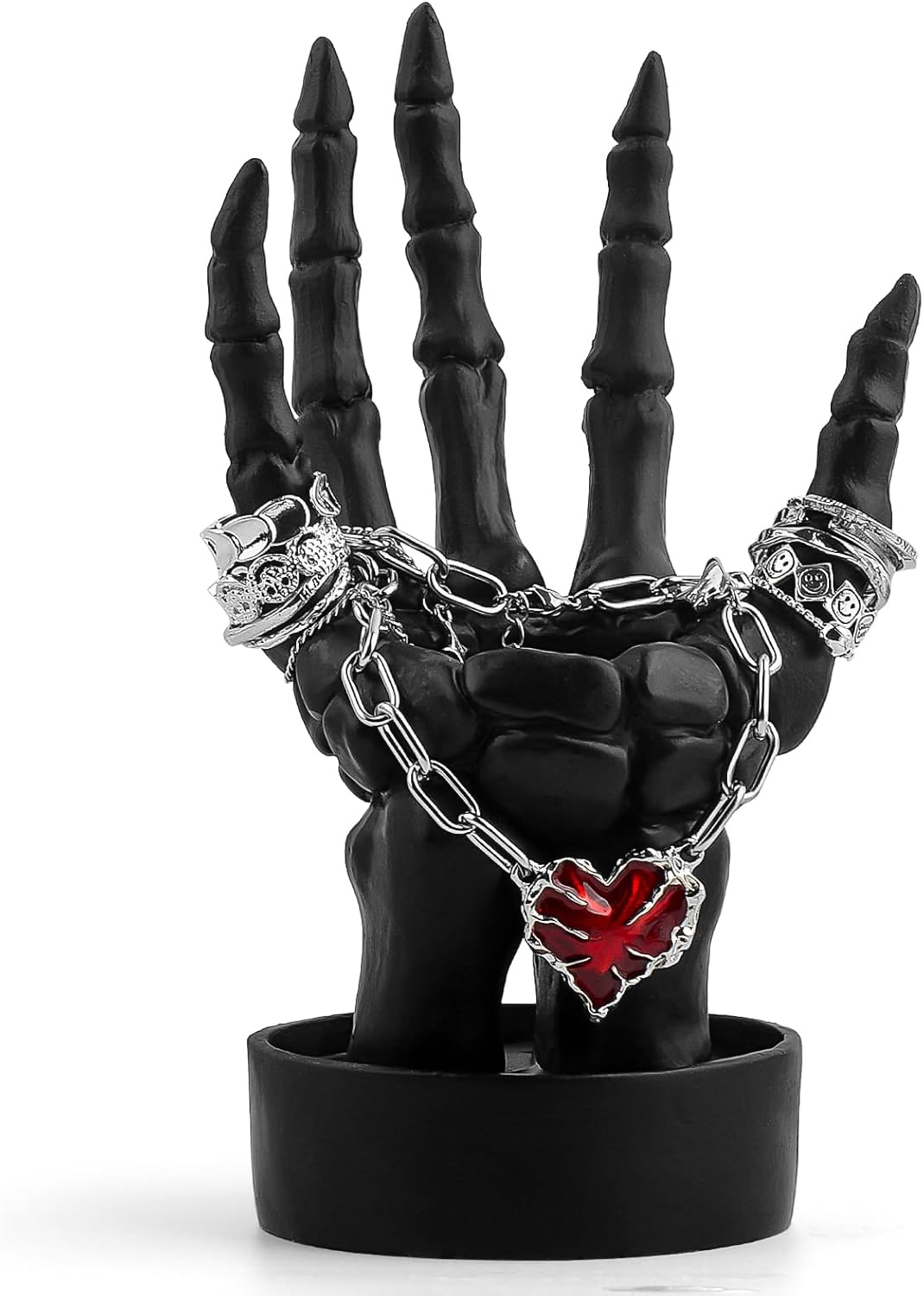 Halloween Decorations Indoor Skeleton Hand Ring Holder Tealight Candle Holder for Gothic Table Decor Jewelry and Earring Organizer Black