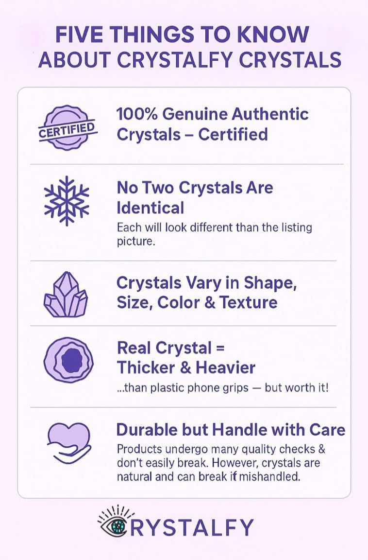 Grips by CRYSTALFY Black Brown Agate Round Shape Magnetic Crystal Phone Grip Holder & Expanding Kickstand-Natural Gemstone Swappable Top Accessory for iPhone, iPad, Kindle & Mobile Devices