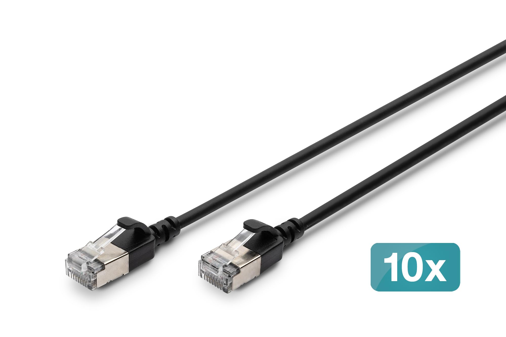 DIGITUS Câble LAN Cat 6A – 3 m – 10 pièces – Slim – F/FTP – Noir | 10 Gbit/s – Blindé – PoE+ – AWG 32/7 – LSZH – Câble réseau RJ45 – Compatible Cat 6 et Cat 7