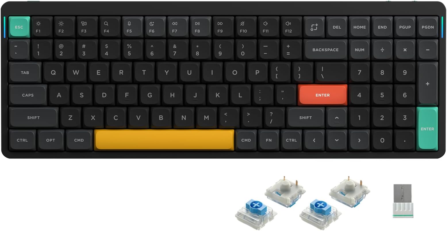 nuphy Air96 V2 Teclado mecánico inalámbrico, teclado de juego de 100 ...