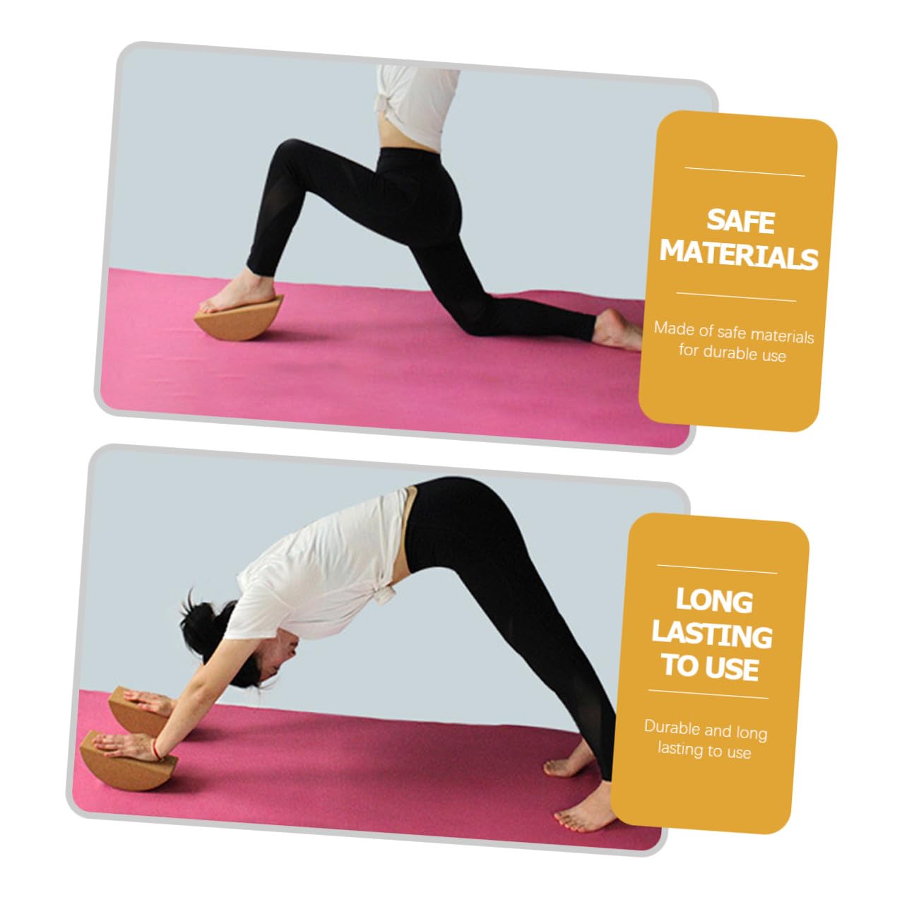 Bloque de Yoga Antideslizante de Corcho para Entrenamiento Diario y Abdominal, Herramienta Resistente y Duradera para Mantener el Equilibrio Estabilidad