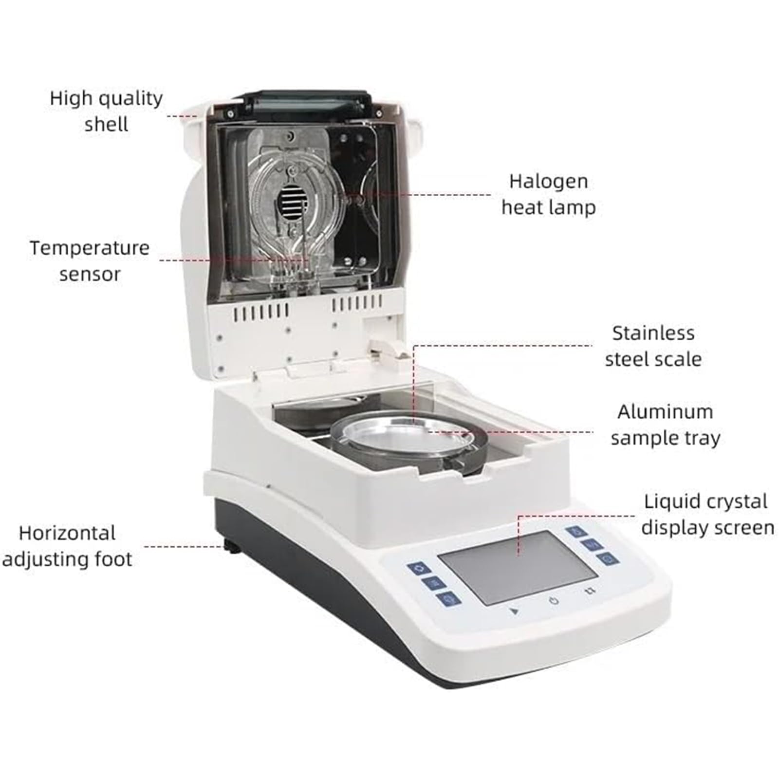 Analizzatore di umidità digitale, capacità 110g, leggibilità 0.001g, touch screen LCD, per laboratorio chimico di cereali alimentari