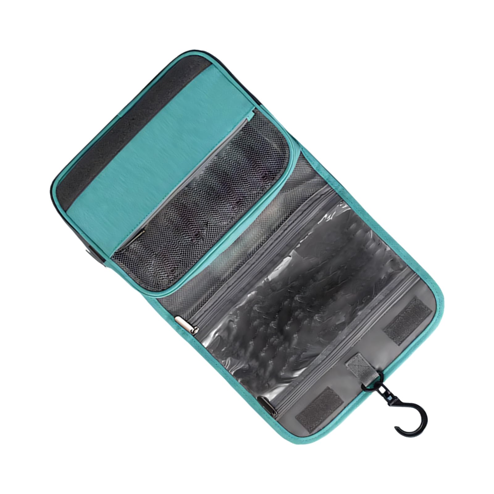 CAZSTYK Foldable Toiletry Organizer Bag with Hook, PU Travel Cosmetic Pouch for Bathroom Essentials and Easy Trip Packing Overnight Trip Essentials