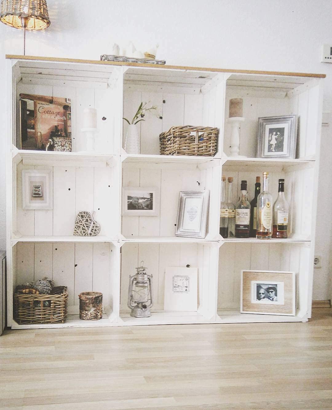 3 nuove cassette per mele, colore bianco (scatola di legno, cassetta della frutta, scatola del vino shabby chic), 50 x 40 x 30 cm