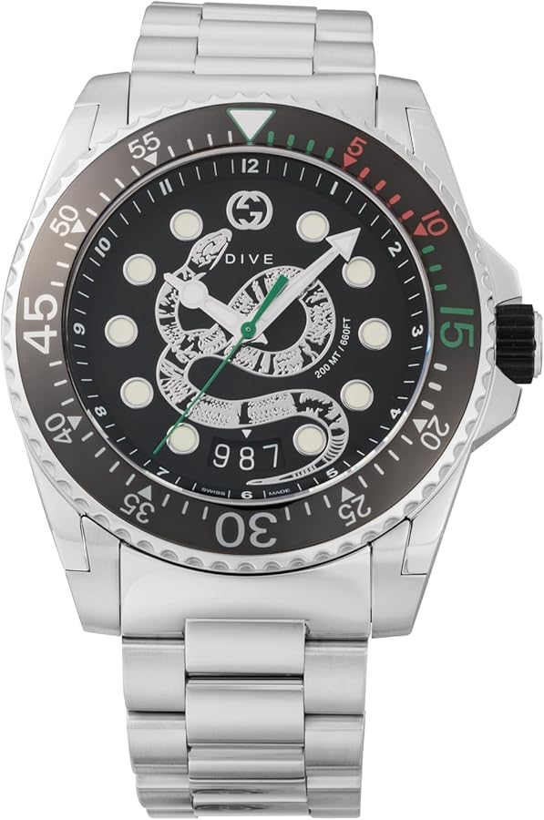 GUCCI メンズ　腕時計 Swiss made ダイバー　クォーツ Amazon.co.jp: [グッチ] 腕時計 DIVE ダイブ ブラック 文字盤