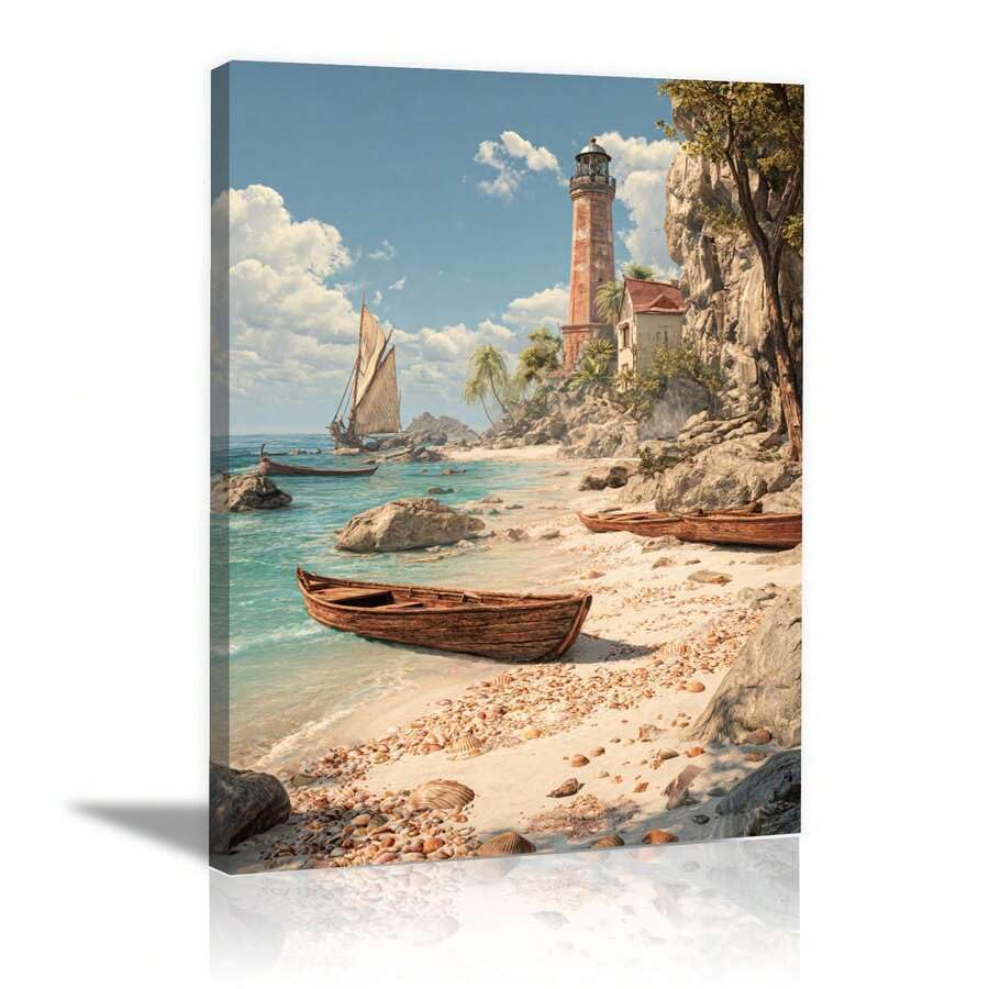 Peinture sur toile de phare et nature marine, impression d'art premium 80 x 120 cm