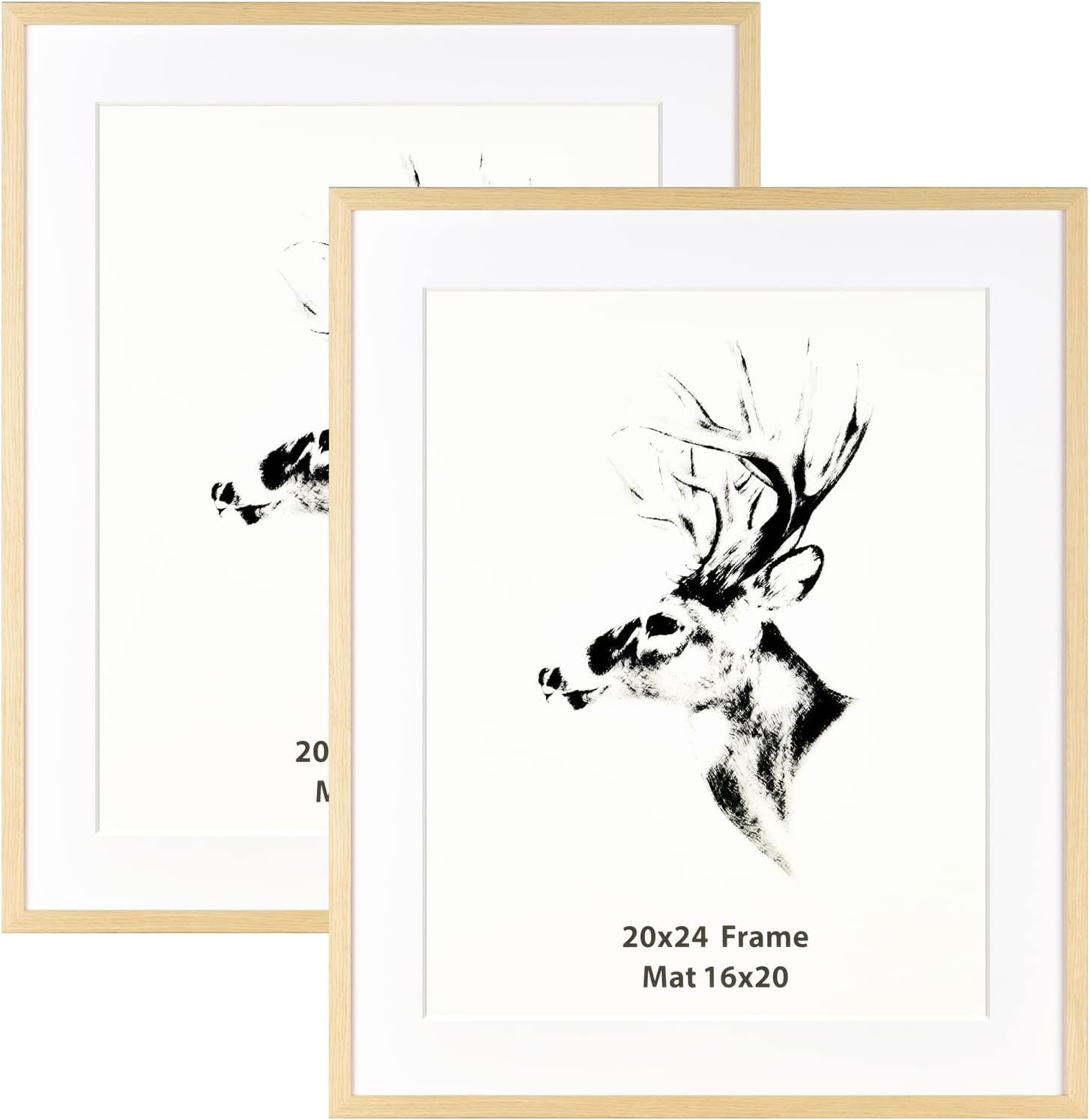 Yaetm 20x24 Picture Frame Matted to 16x20 Set of 2, Solid Oak Wood Poster Frame 20