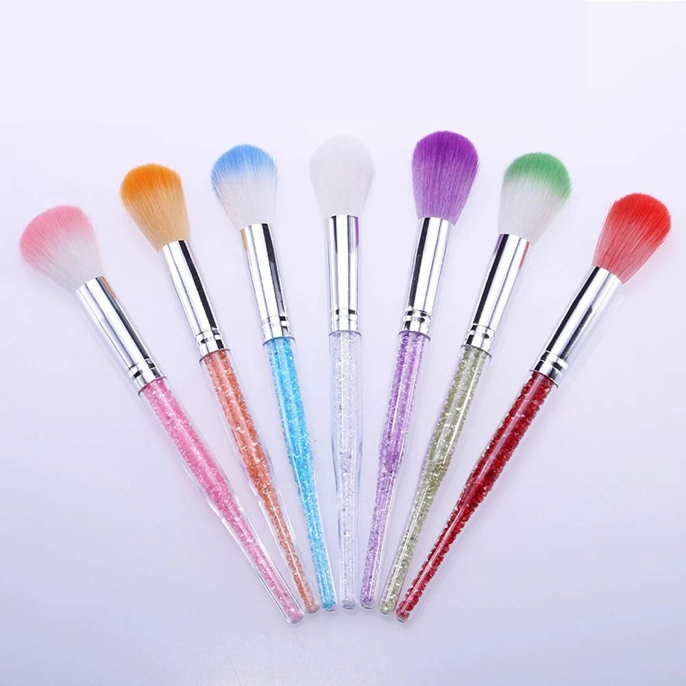 Pinceaux de Maquillage Accessoires de Soin des Ongles Nail Art Brosse Poussière Brosse Rouleau avec poignée Longue Creuse(Argento)