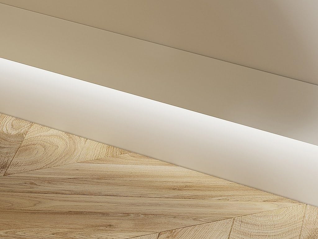 Vente-unique - Rodapié Radeno - L 290cm x A 4.5cm x H 14.8cm - plástico - blanco
