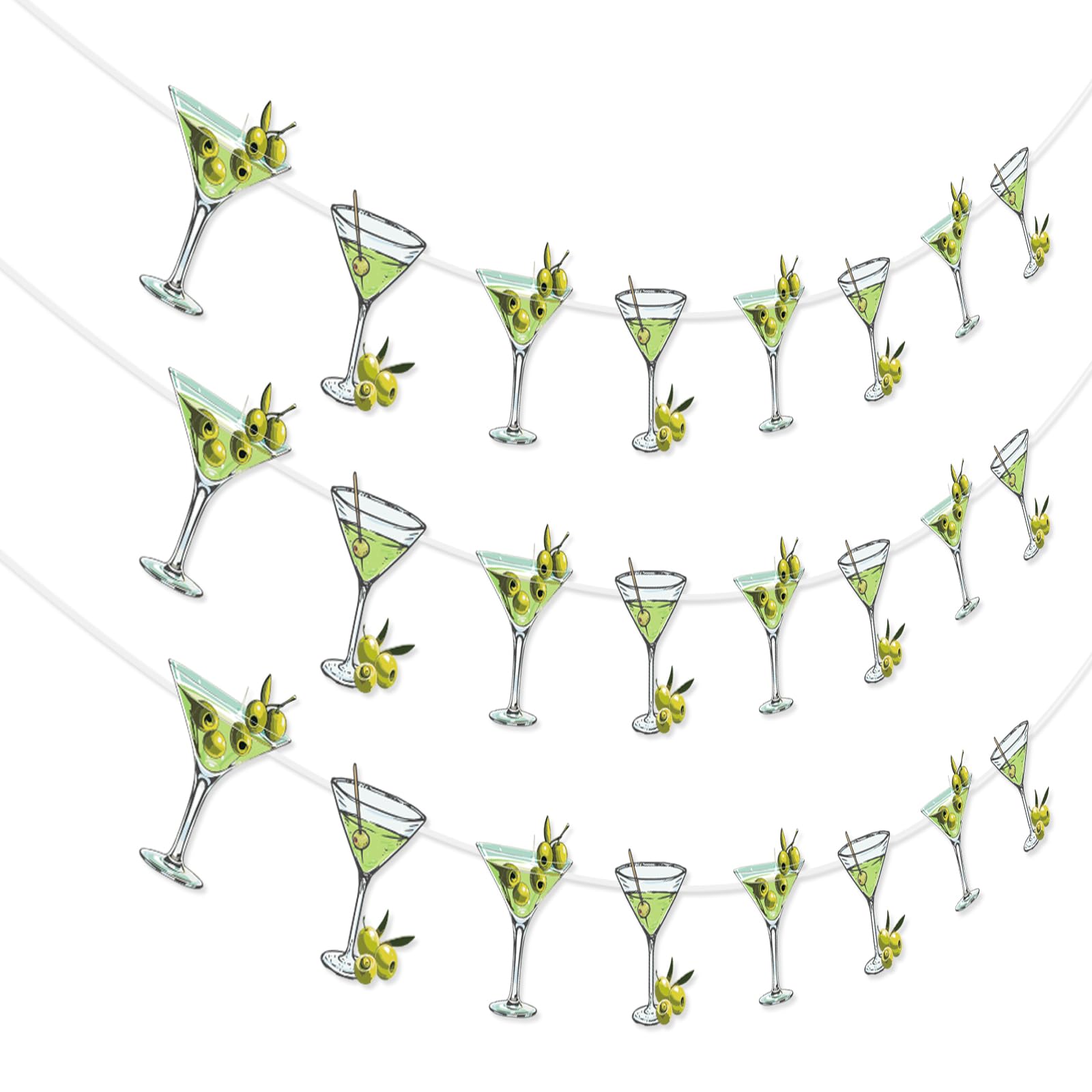 Sursurprise Martini Party Decorations, 3PCS Martini Banners, Martini Bar Decor, Martini Birthday Bachelorette Bridal Shower Engagement Wedding Party Supplies