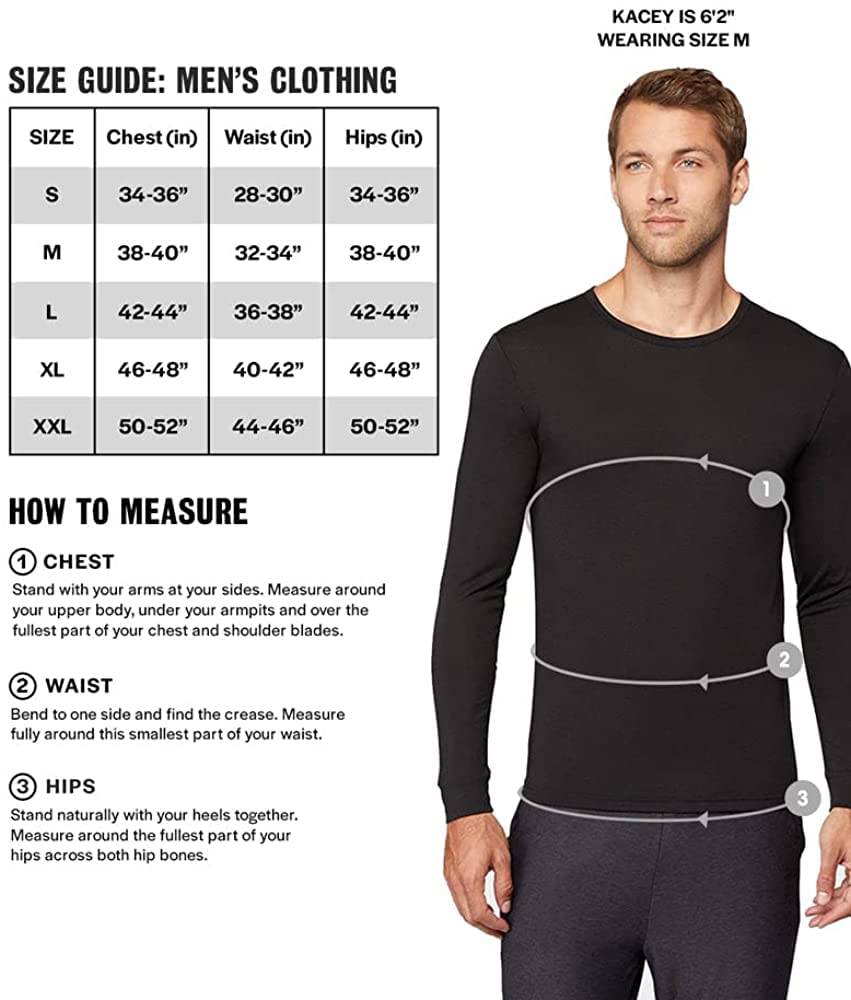 32 Degrees - Camiseta térmica ligera de cuello redondo para hombre, 2 unidades