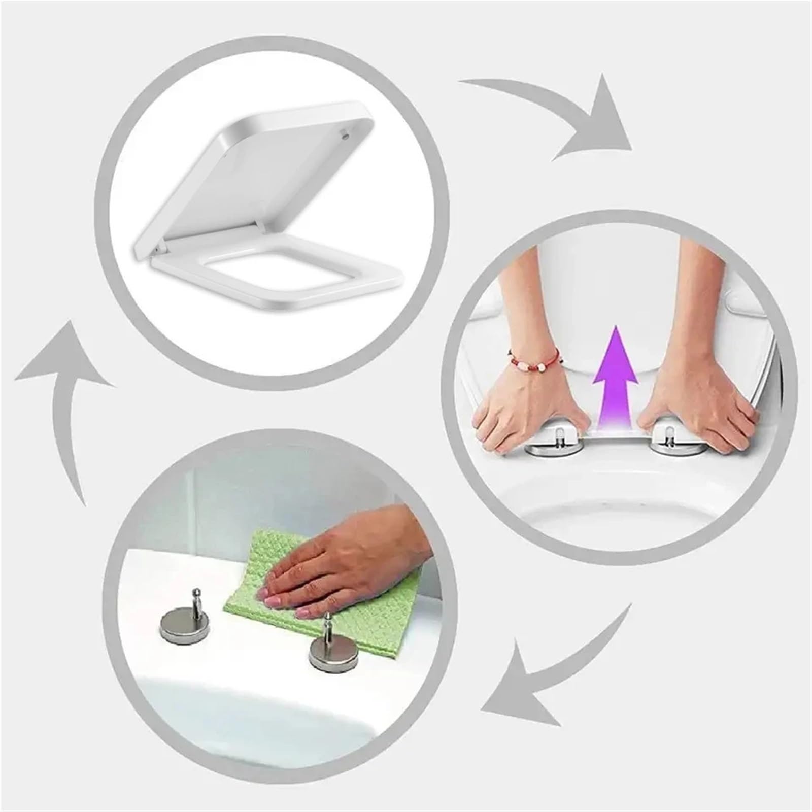 Asiento de inodoro, Soft Close Square Toilet Seat and Cover