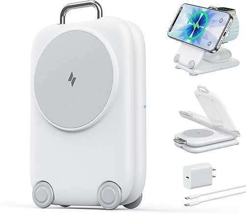 PaktVault 2025 Traveling Fast Wireless Charging Station for Apple Devices, Magnetic 3 in 1 MagSafe Charger Stand for iPhone 17 16 15 14 13 12 Pro Max Plus Air, Apple Watch&Air pods Pro