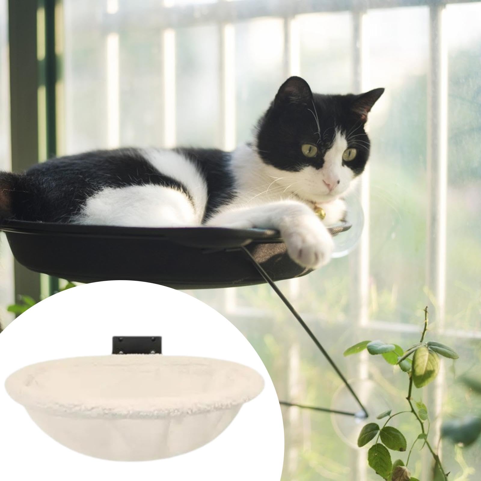 LOVIVER Hamac pour Chat, Support Suspendu Doux en Velours et Fer, Hamac pour Félin Pliable Confortable Fixation Murale, Lit Escalade pour Dormir/Jouer, Installation Facile, Blanc
