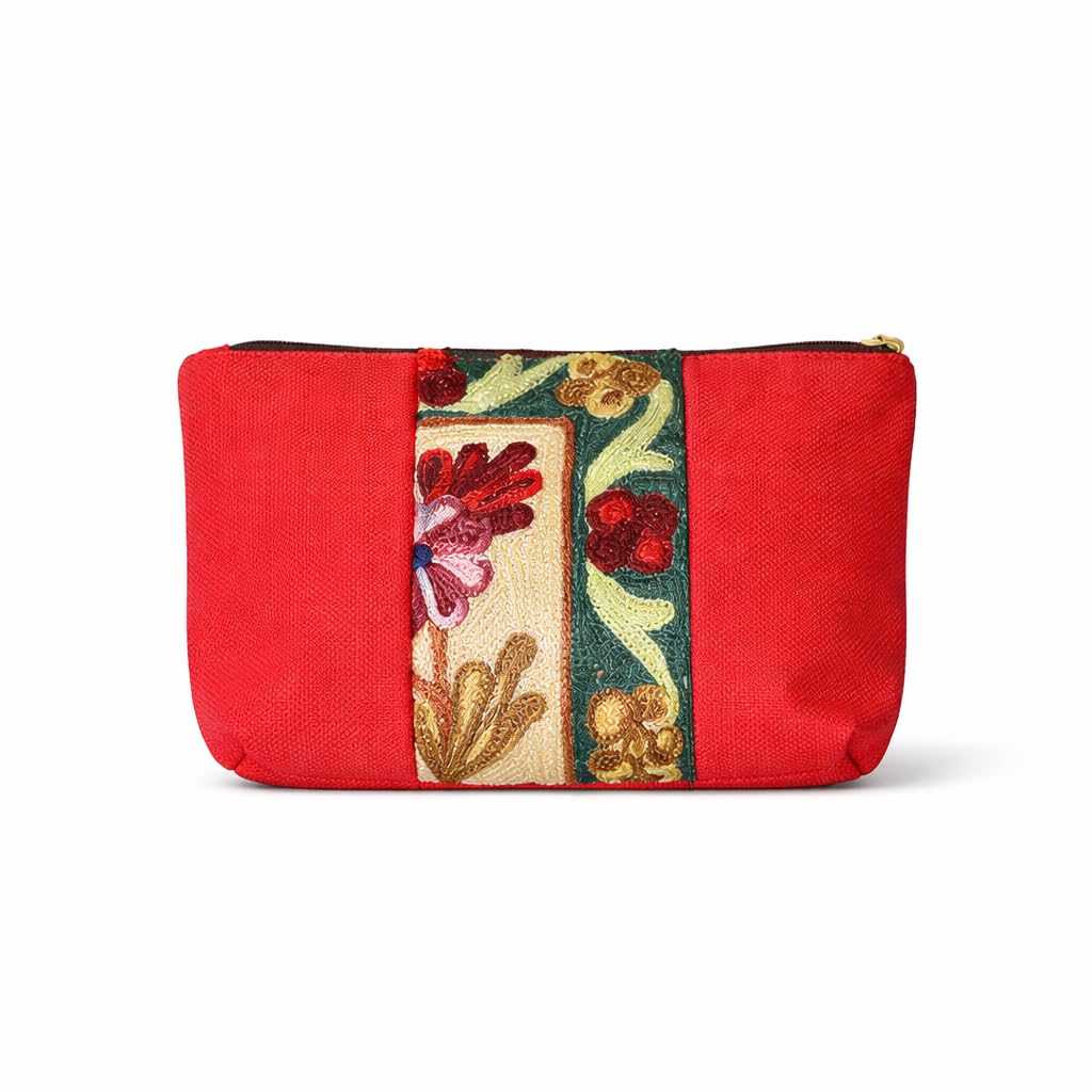 Woca Design Sillica Red Pouch Compact Utility Design Vibrant Red Finish Lightweight Zip Pouch with Minimal Structured Shape-image-25