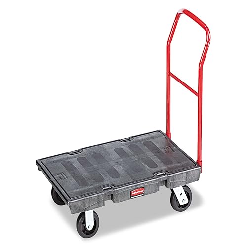 Miniatura 3 de Rubbermaid Commercial Products - Carro rodante de plataforma resistente, camióncarrito de empuje, capacidad media de 200 libras, ruedas giratorias