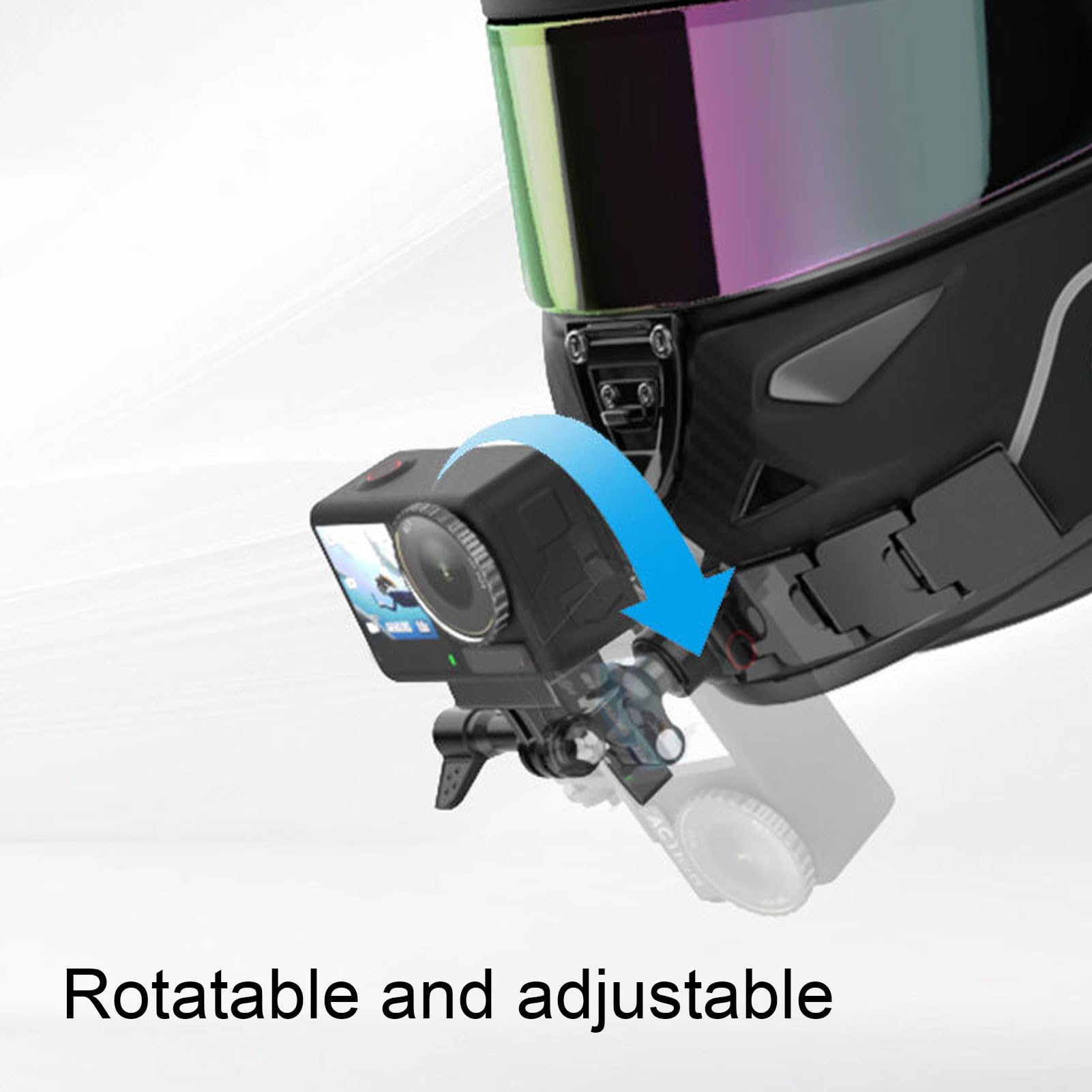 Akozon Soporte para Barbilla para Casco de Motocicleta, para Cámara de Acción, 3 Secciones, Adhesivo de Doble Cara Desmontable, Rotación de 360 ​​Grados, Soporte para Montaje en