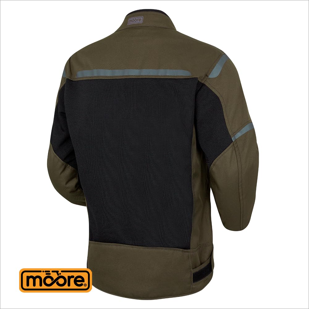 Moore I Chaqueta de Moto Air, Ceniza/Negro – Alta Ventilación, Protecciones CE, Diseño Deportivo