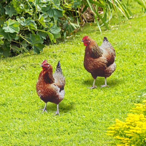 Yardwe 2 Stück Huhn Deko Hühner Gartendeko Hühner Deko Lebensechte für Draußen Draußen Rasen Hofdekoration