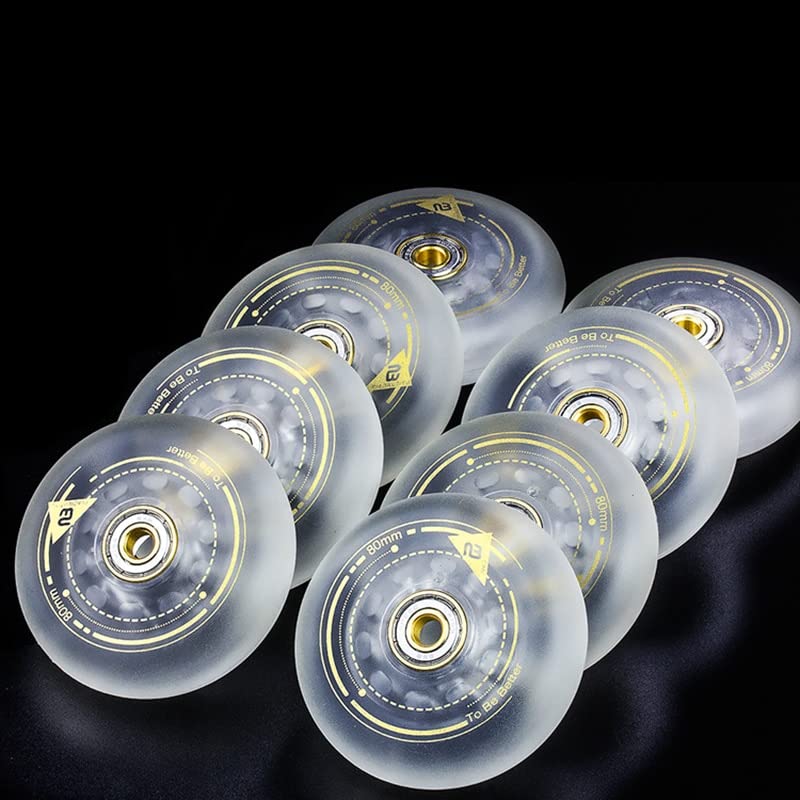 Lumineux Skateboard Roues 8 pièces Roue de Patin à roulettes Roue en Ligne Anti-Friction 90A Roue de freinage matériau Transparent