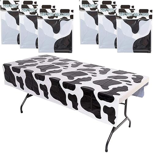 The Dreidel Company Mantel con puntos de vaca de 54 x 72 pulgadas para fiesta temática de animales de granja, fiesta de cumpleaños, mantel de picnic