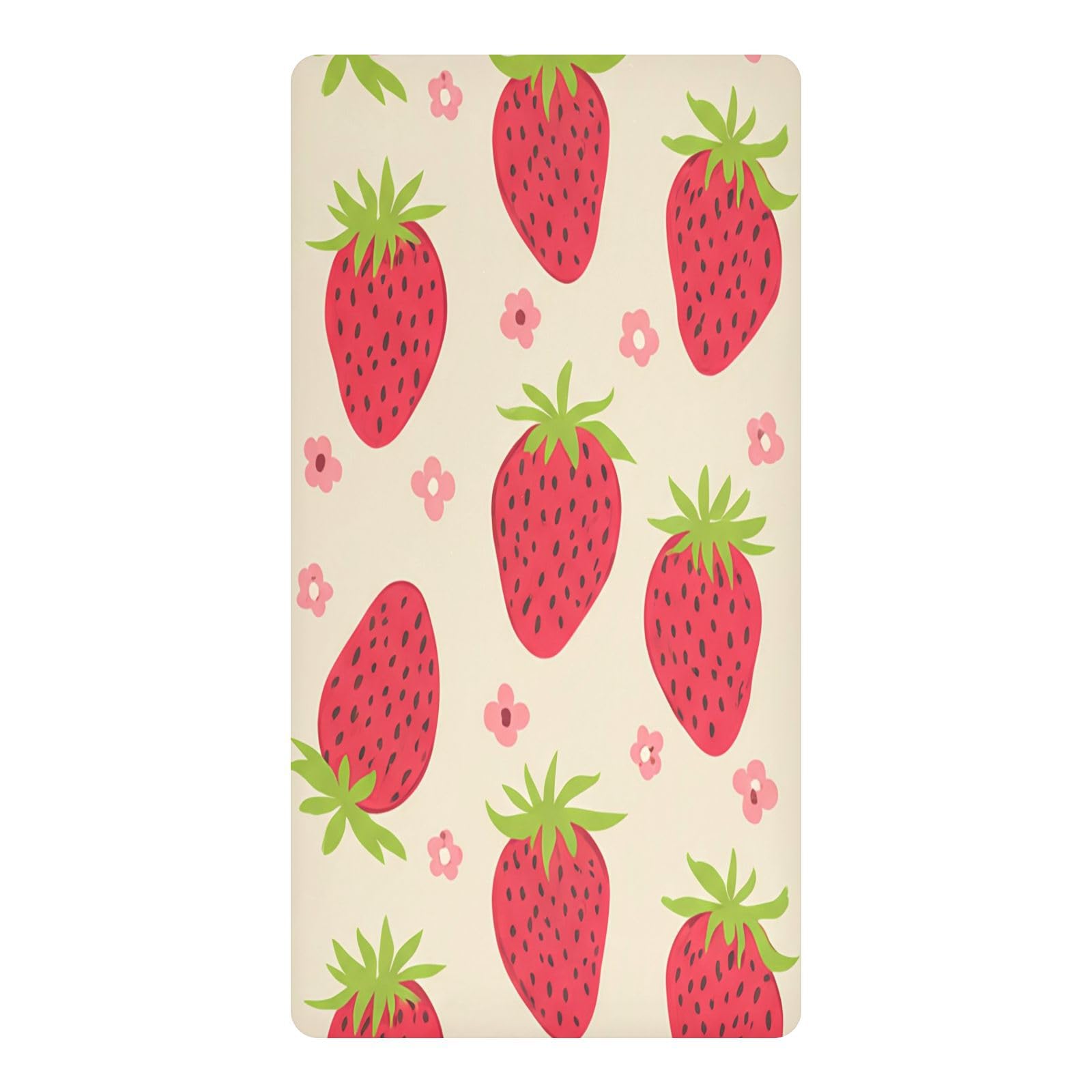 JiangGgen Strawberries and Flowers Baby Crib Sheet Soft Breathable Playard Sheet-S