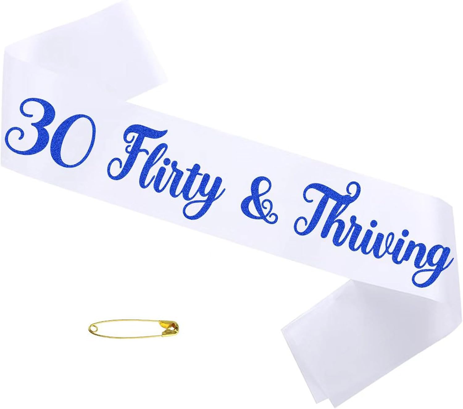 White 30 Flirty & Thriving Sash Birthday Gifts for Women Cheers to 30 Funny Thirty Birthday Sash for Women 30th Bday Party Decorations Gold image 5