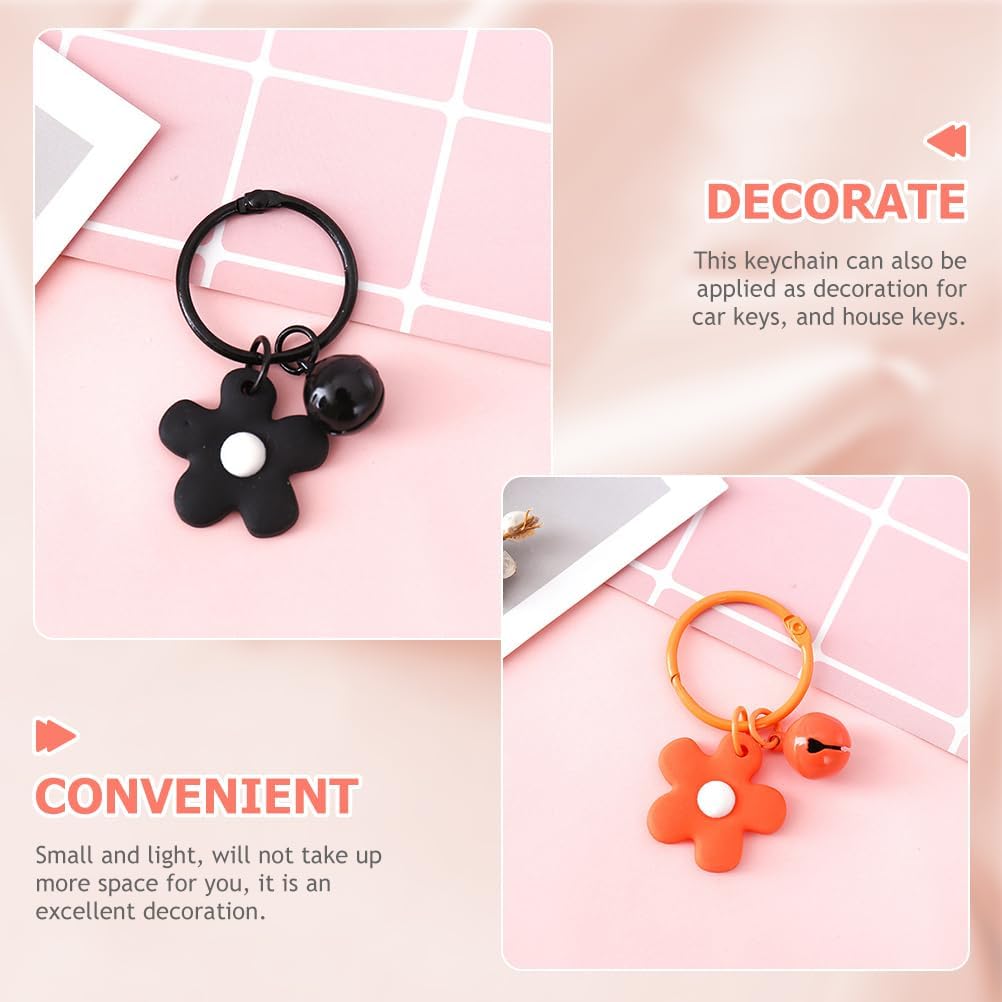 TENDYCOCO Flower Bell Keychain with Colorful Small Flower Charm and Ring Bells Cute Keyring Accessory for Women S Bags and Keys 2.16X0.86X0.39 Inch - Image 4