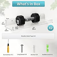 Vista 2 de Albumgit Paquete de 2 estantes acrílicos para almacenamiento en la pared, estante flotante transparente autoadhesivo de 15 pulgadas para figuras