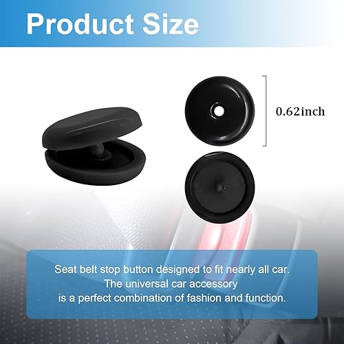 Miniatura 2 de Augeny 10 juegos de topes de botón para cinturón de seguridad, clips de plástico para cinturón de seguridad, sistema universal a presión, kit de