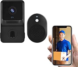 HUIOP Campainha de segurança visual inteligente de alta resolução 1080P campainha de vídeo sem fio com IR visão noturna 2 vias de áudio monitoramento em tempo real