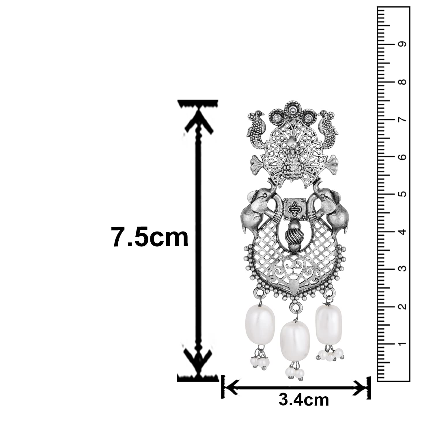 Peacock Theme Oxidised Finish Earrings