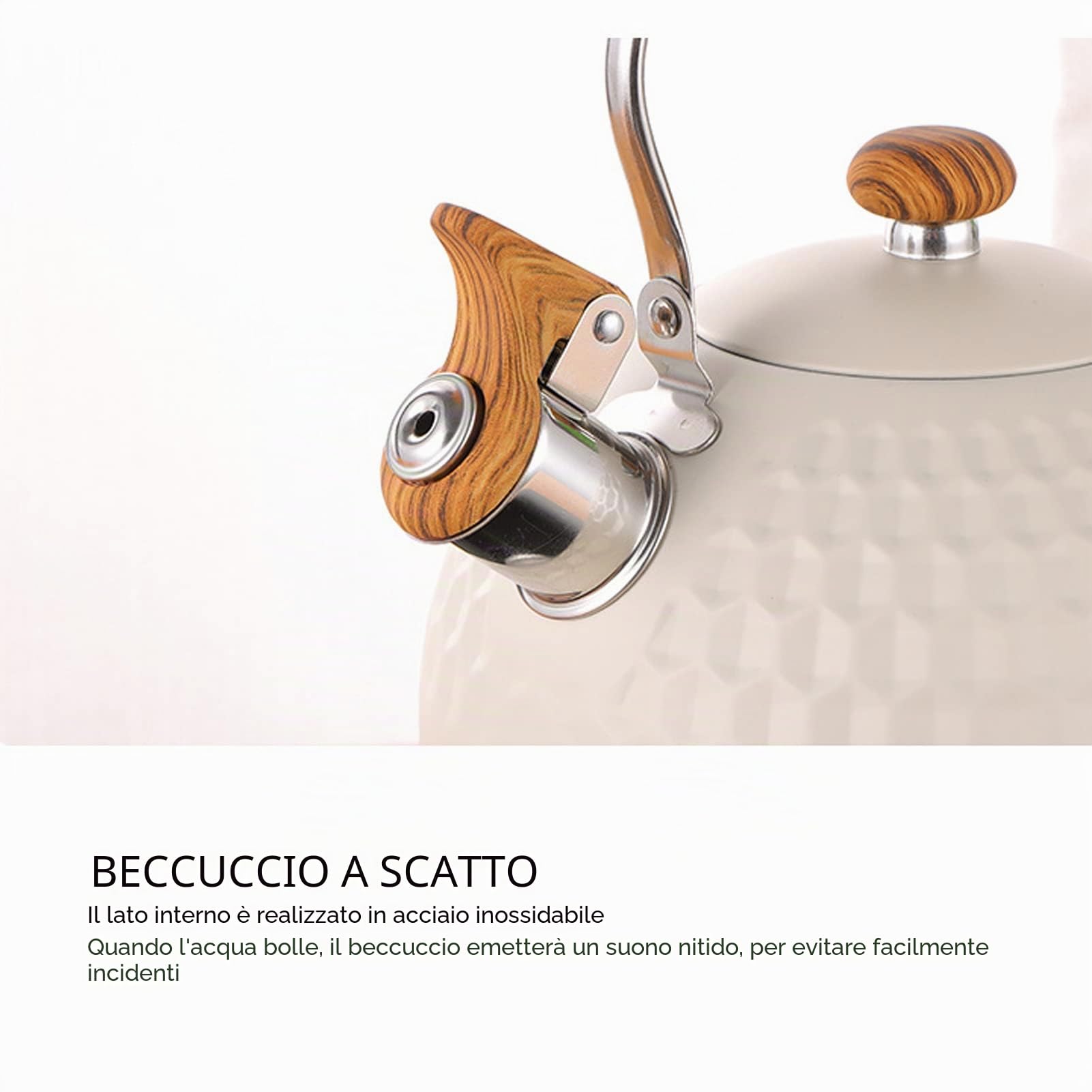 Bollitore da Tè Con Fischio da 2,5 Litri in Acciaio Inossidabile - Teiera Con Riscaldamento Efficiente Per Piano Cottura - Manico Termoisolante