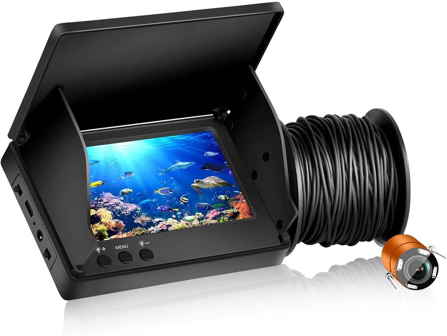 Fish Finder Fish Finder Underwater Camera, Wide Angle Infrared Night Vision with 4.3 Inch IPS Display for Ice, River and Boat