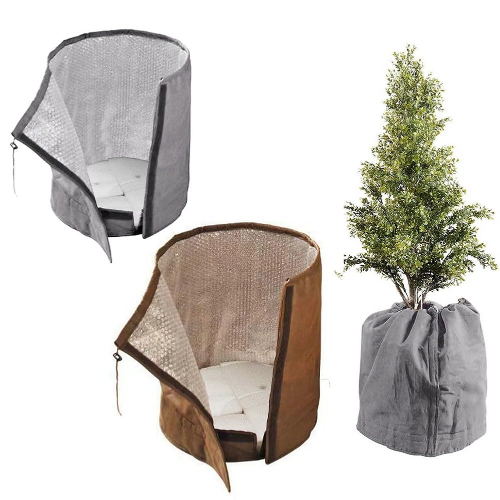 Pflanzenfrostschutz, isolierte Topfabdeckung, Winterpflanzenjacke, doppellagige Wärme, UV-beständige Gartentasche für Töpfe im Freien
