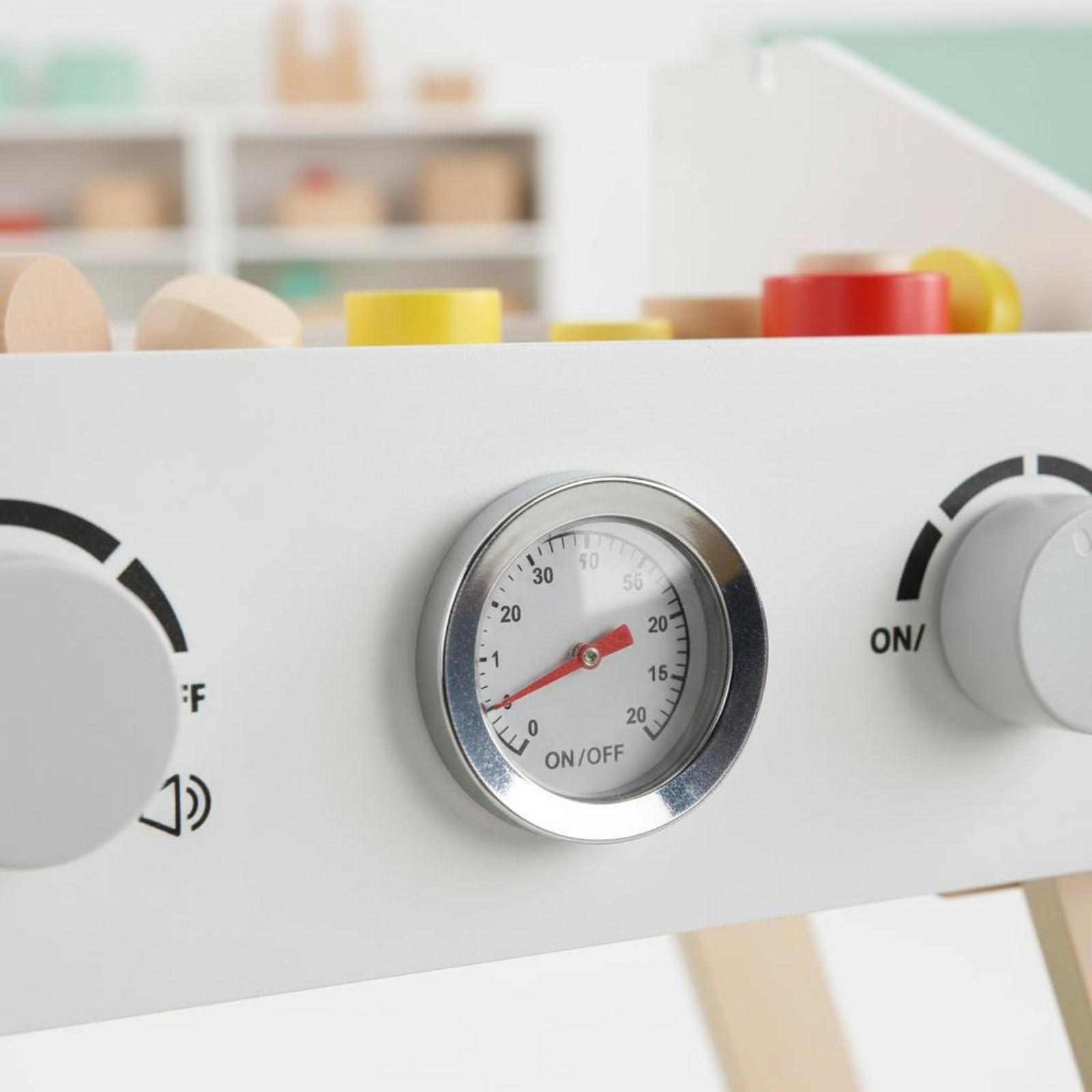 Barbecue Giocattolo per Bambini Griglia Finta Set Cucina Giocattolo in Legno con Manopole Etermometro Finto Cottura Immaginaria Ruoli Condivisi Adatto per Gioco Domestico Feste Asilo Regali