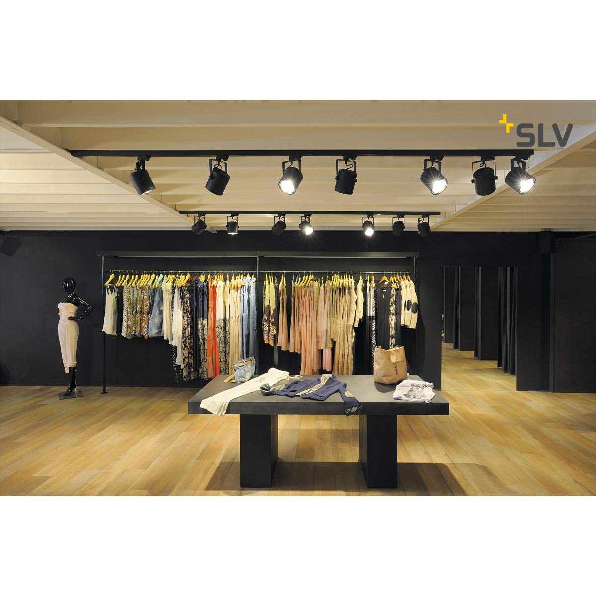 SLV Lampa do trójfazowego systemu oświetleniowego EURO SPOT SLV/oświetlenie sufitowe, oświetlenie sufitu, system szynowy, oświetlenie wewnętrzne / GU10 75 W, kolor czarny