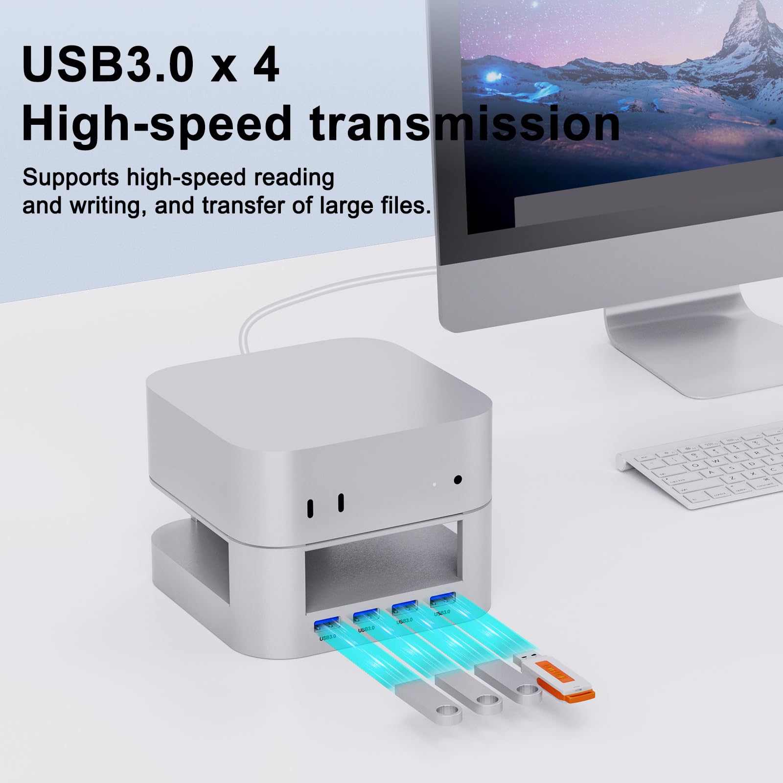 Docking station per dissipazione del calore e hub USB3.0 per la presenza di 4 hub ventilati con adattatore per porta ad alta velocità