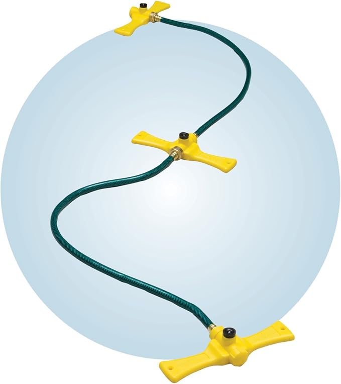 The Orbit 58092N Port-A-Rain Hose Watering Sprinkler System is a portable and easy-to-use sprinkler system that is designed to efficiently water your lawn or garden. It consists of a tripod base that can be easily positioned in any desired location, along with two adjustable sprinkler heads that cover a large area with water.