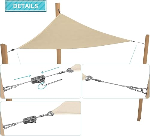 Miniatura 4 de COARBOR Kit de accesorios para velas de sombrilla, accesorios de vela resistentes, 18 pies de largo de acero inoxidable de alambre de alambre de