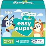 Pampers Facile à monter les filles & Pantalons d'entraînement de pot pour garçons, taille 4 (2T3T), 74 Comte, sous-vêtements d'entraînement absorbants Bluey, jusqu'à 100% Jour et nuit étanches, hypoallergénique