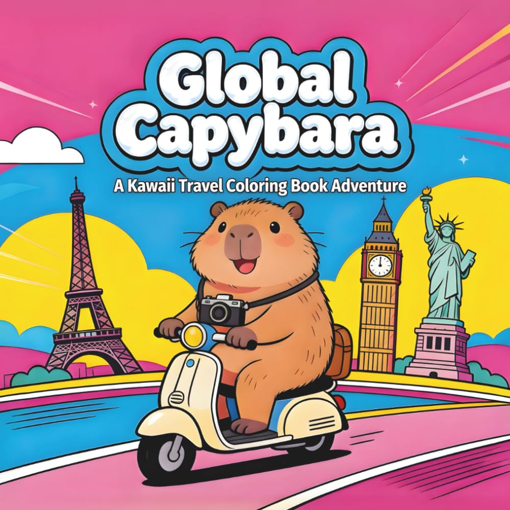 Global Capybara: A Kawaii Travel Coloring Book Adventure