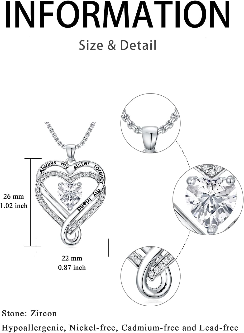 I Love You for Always and Forever Love Heart Pendant Necklaces for Women Jewelry Mothers Day Birthday Gifts for Women/Sister/Friends/Daughter/Mom/Grandma and Yourself